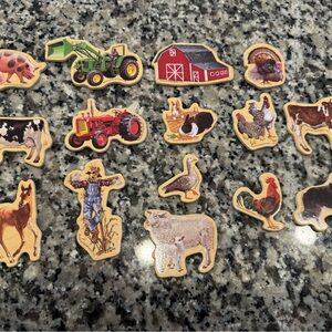 Farm Animal Wooden magnetic refrigerator Pieces - Multicolor